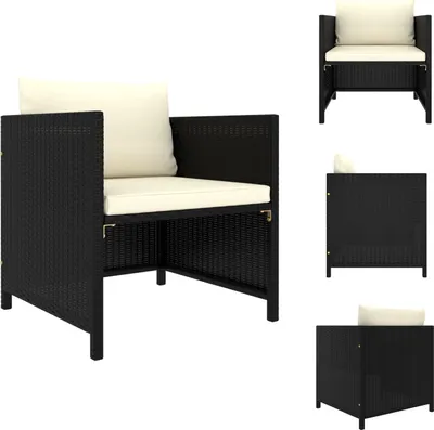 Produktbild von vidaXL Gartensofa mit Kissen Schwarz Poly Rattan - Gartensofaelemente