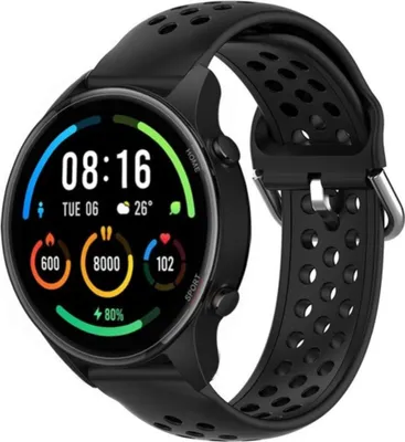 Produktbild von Strap-it Xiaomi Mi Watch Silikonarmband mit Löchern (Schwarz)