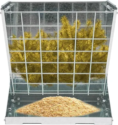 Image de Distributeur 2 en 1 pour foin et céréales, argenté. Distributeur de foin pour chèvres, mangeoire pour bétail. Grande mangeoire de foin pour moutons et chèvres. Mangeoire murale avec récipient à nourriture, mangeoire stable en acier