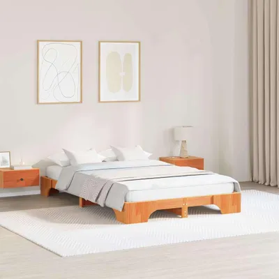Immagine prodotto di Maison Exclusive - Struttura letto marrone cera 135 x 190 cm Legno di pino massiccio
