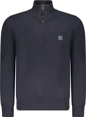 Produktbild von Eleganter Herrenpullover Blau mit Reißverschluss und Logo-Applikation