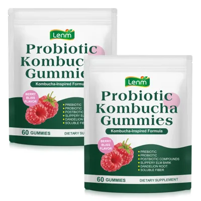 Produktbild von Probiotika Kombucha Komplex Darmbakterien Gummies für Darmgesundheit Darmflora, 2x 60 Gummies