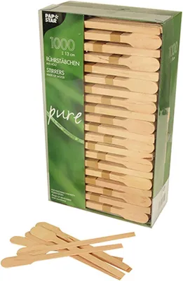Produktbild von Rührstäbchen – Holz, 13 cm. Rührstäbchen in Paddelform