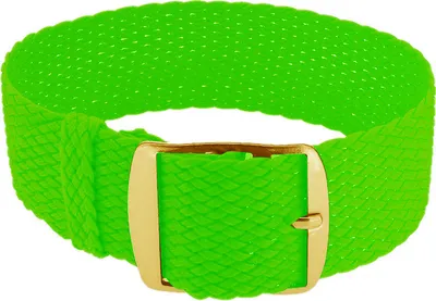 Produktbild von Minott Uhrenarmband neongrün Perlon geflochten Dornschließe | 20mm, Stegbreite:20mm, Schließe:Gelbgolden