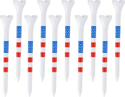 Produktbild von 10/20/50 Stück Golf-Tees, unzerbrechliche Golf-Tees aus Kunststoff, reduziert Reibung, seitlicher Spin, Golf-Zubehör, USA-Flaggenmuster, lange Golf-Tees, Großpackung