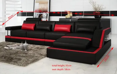 Zdjęcie produktu dla Skórzana sofa narożna sofa narożna sofa narożna tapicerowana zestaw wypoczynkowy czarny