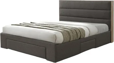 Productafbeelding van Bed OTTAWA - 160x200 cm kleur grijs en eiken met lades en lattenbodem inbegrepen