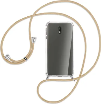 Produktbild von Handykette Backcover-Schutzhülle mit Band (Metall silberfarben) für Nokia 3 - caramel