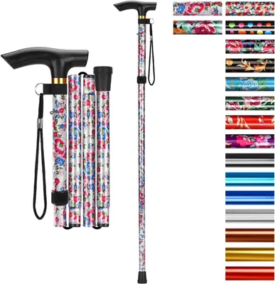 Immagine prodotto di Bastone da passeggio - Supporto per la deambulazione - Supporto - Pieghevole - Leggero - 85-95 cm - Bianco