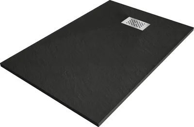 Image de Mexen Hugo receveur de douche rectangulaire SMC 80 x 70 cm, noir, revêtement inox - 42707080-X