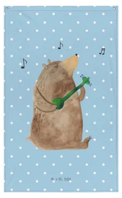 Produktbild von Mr. & Mrs. Panda Wandteppich Bär Gitarre - Blau Pastell - Geschenk, Teddy, Wandbild, Wandschmuck, Hängedeko, Tapisserie, Tapestry