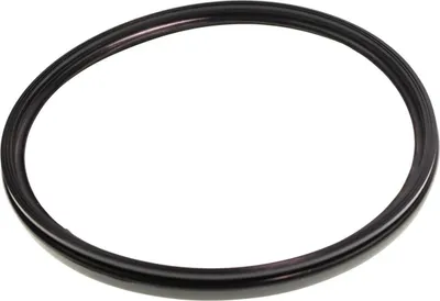 A black rubber ring on a white background.