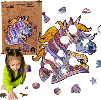 Zdjęcie produktu dla Puzzle Drewniane Układanka Jednorożec Kucyk Koloro Pua3-00721
