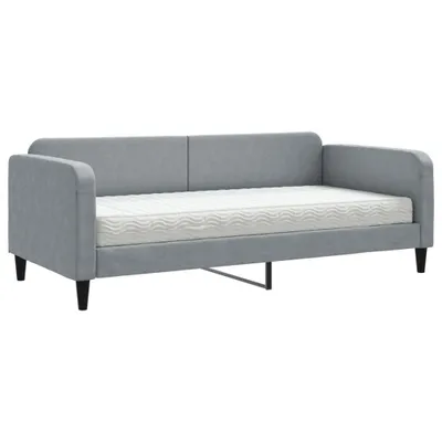 Zdjęcie produktu dla Sofa z materacem do spania, jasnoszara, 90x200 cm, tkanina