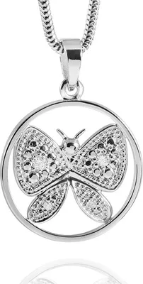 Produktbild von MATERIA Schmuck Zirkonia Kettenanhänger Schmetterling Silber 925 rhodiniert für Halsketten #KA-194