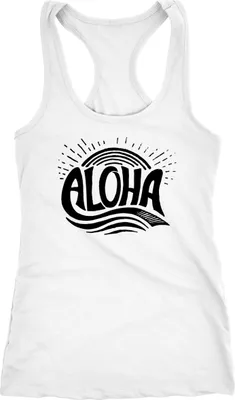 Produktbild von Damen Tank-Top Aloha Wellen Surfing Sommer Racerback Neverless® weiß M