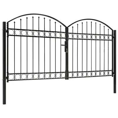 Immagine prodotto di Cancello per recinzione a doppia anta ad arco in acciaio 300 x 150 cm nero
