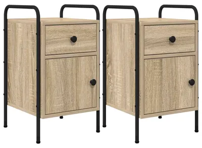 Immagine prodotto di Due comodini in legno effetto rovere Sonoma, dimensioni 35 x 36,5 x 61 cm
