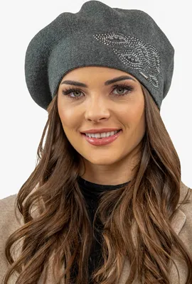 Produktbild von Vivisence damen baskenmütze eleganter wintermütze warm und gemütlich kopfbedeckung an winter und herbst warm dick strickmütze, klassisch mütze für frauen, hergestellt in der eu, dunkelgrau, einheitsgr