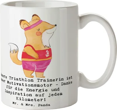 Produktbild von Mr. & Mrs. Panda Tasse Triathlon Trainerin - Weiß - Geschenk, Sportart, Motivation, Spruch, Danksagung, Schwimmen, Pott, Trinkbecher, Teetasse, Kaffeebecher, Becher