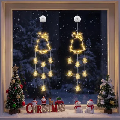Image de Guirlande lumineuse de Noël - Rideau lumineux - Blanc chaud - LED - Fonctionne sur piles