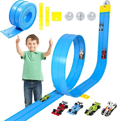 Produktbild von Autorennbahn 5 m, 4 Autos, Saugnäpfe, für Kinder, Spielzeug
