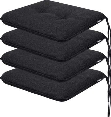 Image de HOBBYGARDEN outdoor/indoor, Set 4 coussins d'assise, Coussin pour meubles de jardin, pour chaises ou chaises longues, Coussin, 50 x 43 cm, Noir