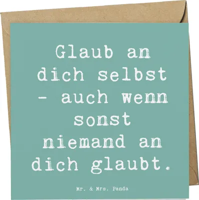 Produktbild von Mr. & Mrs. Panda Grußkarte Spruch Glaube an dich selbst - Meeresbrise - Geschenk, Gefühl, Motivation, doppelkarte, Klappkarte, faltkarte, sich, Lebensfreude, Mut, Zitat