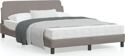 Zdjęcie produktu dla Maison Exclusive - Łóżko "Dover" w kolorze taupe, wymiary 140x190 cm, obita tkaniną