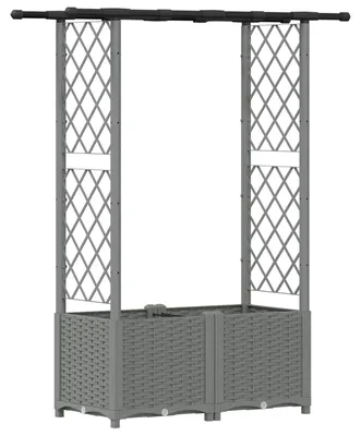 Imagen del producto de vidaXL: Jardín vertical elevado con enrejado y cubierta, color gris claro, 124,5 x 40 x 136 cm
