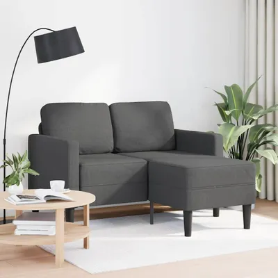 Obrázok produktu pre vidaXL 2-miestna pohovka s lehátkom v tvare L tmavosivá 125 cm ľan