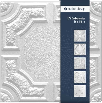 Produktbild von Deckenplatten aus Styropor EPS - Deckenpaneele leicht & robust im modernen Design - (2QM Sparpaket CARACAS 50x50cm) Verkleidung Deckenplatte Decke