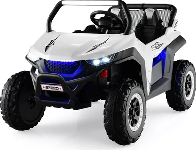Produktbild von COSTWAY 2 Sitzer Kinderauto mit 2,4G Fernbedienung, 12V Kinder UTV mit Musik und Scheinwerfer, 2-4 km/h, für Kinder ab 3 Jahren (Weiß)