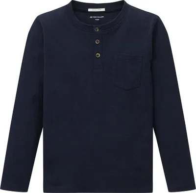 Produktbild von Tom Tailor Striped Slub Henley Langarm-t-shirt Blau 104-110 cm Junge Blau 104-110 cm
