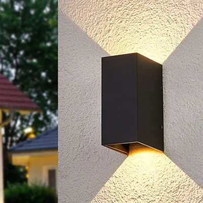 Produktbild von Lindby Modern Moderne Außenleuchte / Wandleuchte fur Außen / Gartenlampe / Gartenleuchte anthrazit inkl. LED - Kimian / Außenbeleuchtung Aluminium /Glas Rechteckig / (nicht austauschbare) LED Max. 2 x 3 Watt