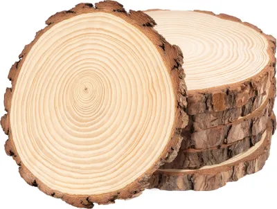 Produktbild von 6 Stück 20-22cm Durchmesser Holzscheiben, 2 cm Dick porenfreie runde Holzstücke, Großes Format, DIY-Kreationen
