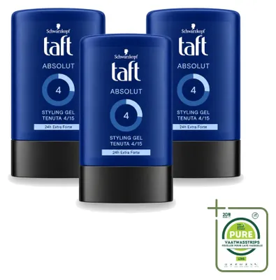 Zdjęcie produktu dla 3 sztuki żelu do włosów Schwarzkopf Taft Absolut dla mężczyzn - długotrwałe utrwalenie - 300 ml - opakowanie zbiorcze