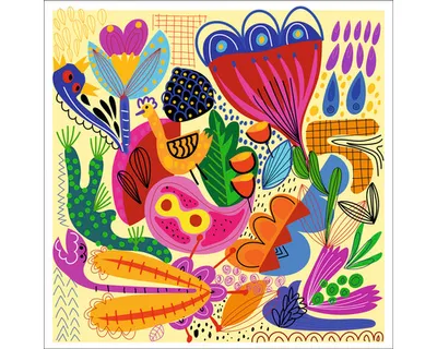 Produktbild von Glasbild Animals And Flowers 30x30 cm