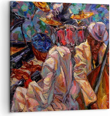 Produktbild von Bild auf Leinwand - Leinwandbild - Jazz Musik Band - 60x60cm - Wand Bild - Wanddeko - Wandbilder - Leinwanddruck - Bilder - Kunstdruck - Wanddekoration - Leinwand bilder - Wandkunst - AC60x60-3481