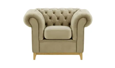 Produktbild von SLF24 - Sessel Chesterfield Wood - beige - Velluto 3