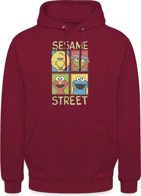 Produktbild von Spreadshirt Sesamstraße Bibo, Oscar, Elmo, Krümelmonster Uni Hoodie, XXL, Bordeaux