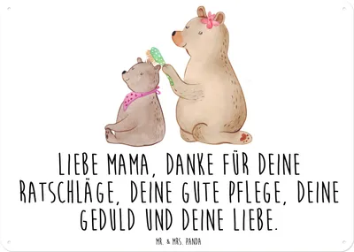 Produktbild von Mr. & Mrs. Panda Wandbild Bär Kind DIN A6 - Weiß - Geschenk, Tochter, Schild, Mutter, Bären, Metallschild, Muttertag, Bruder, Magnetschild, tafel, Blechschild