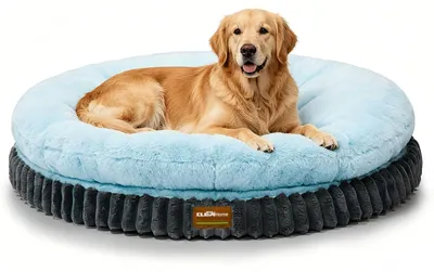 Image de Lit orthopédique pour chien de grande taille, lavable, 107 cm, bleu glacier