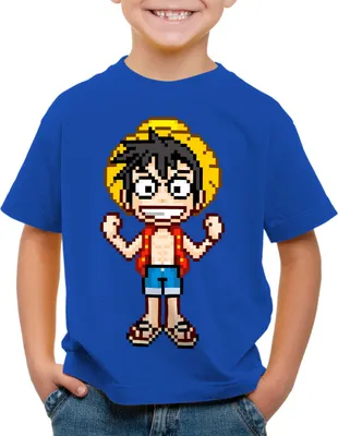 Produktbild von style3 Pixel Luffy Kinder T-Shirt strohhut pirat one