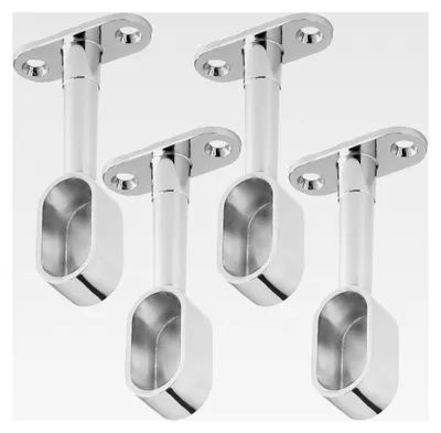Produktbild von 2 Paar Schrankstangenhalter Endstücke für ovale Kleiderstangen (30 x 15 mm) Chrom poliert höhenverstellbar 84-112 mm