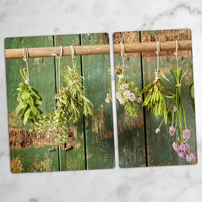 Produktbild von Glas-Herdabdeckplatten Glaskeramikkochfeld-Abdeckung Spritzschutz Glas 70x52 cm Die Trauben von Kräutern
