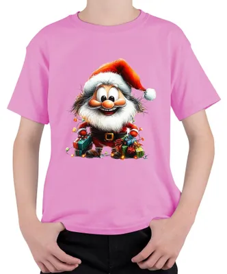 Produktbild von Weihnachtsmann Cartoon niedlich Weihnachtsgeschenk lustig Retro Kinder T-Shirt, Pink, 104