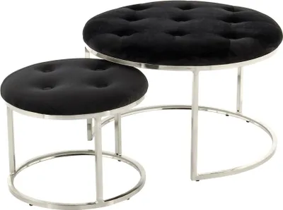 Produktbild von Hocker Becky 800 2er-Set Schwarz / Silber