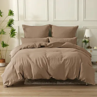 Produktbild von SOULFUL Doppelte Musselin Bettwäsche Set 220x240cm Baumwolle Dunkler Kaffee