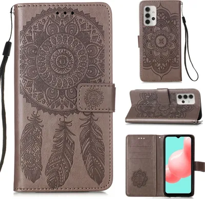 Produktbild von König Design Hülle kompatibel mit Samsung Galaxy A32 5G Kunstleder Handyhülle - Handy Case Grau